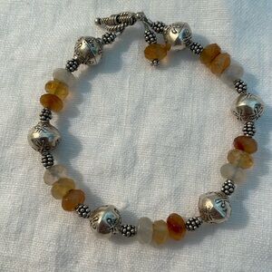 Amber and Thai Silver Bracelet
